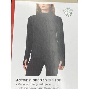 Mondetta Women's Active Ribbed 1/2 Zip Top, Black, Size Medium